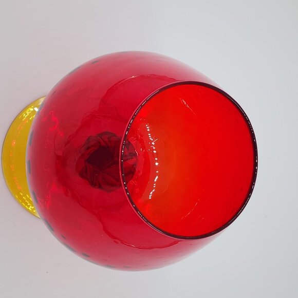 VTG Hand-Blown Amberina Glass Vase Brandy Snifter Cadmium UV Glow 10.75" - Picture 5 of 11